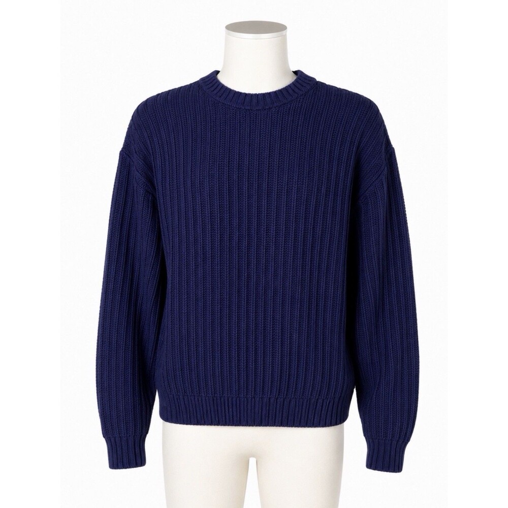 Saville Row Size M Men’s Navy Cable Knit Crew Neck Sweater